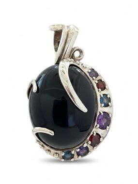 Carolyn Pollack Relios 925 Rainbow Obsidian Multi Gem Enhancer Pendant